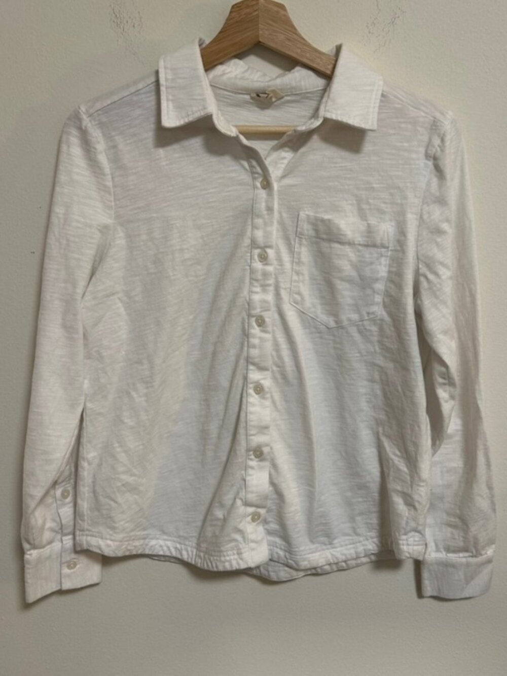 Pact White Button Up Organic Cotton Long Sleeve Collared Shirt Basic Sz S EUC